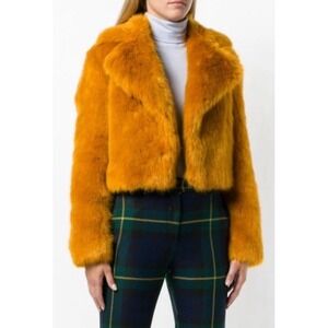 Michael Kors Faux Fur Coat-Selena Gomez Mabel's Orange Fur Jacket-Women's Size M